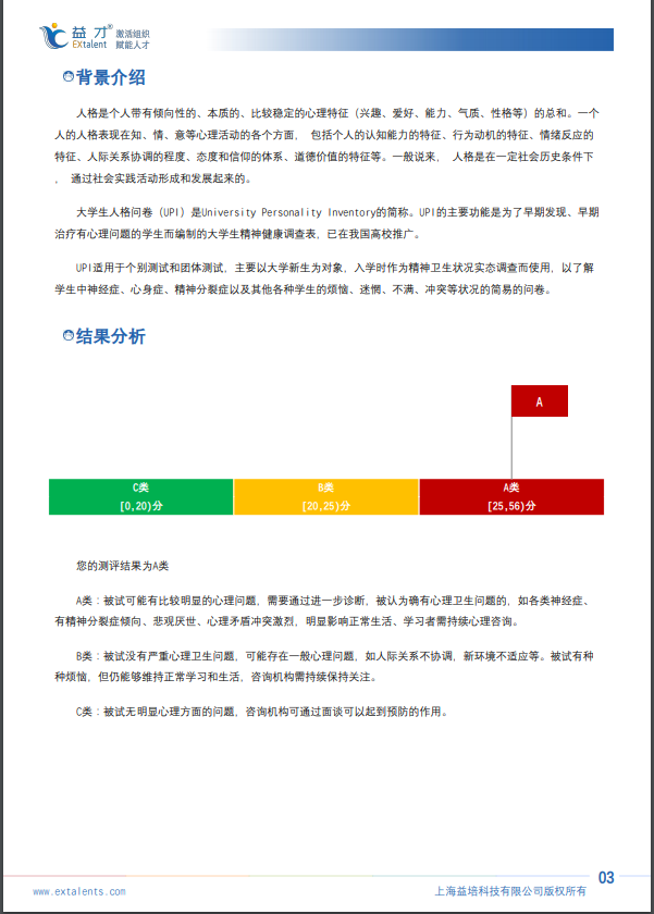 经典量表报告